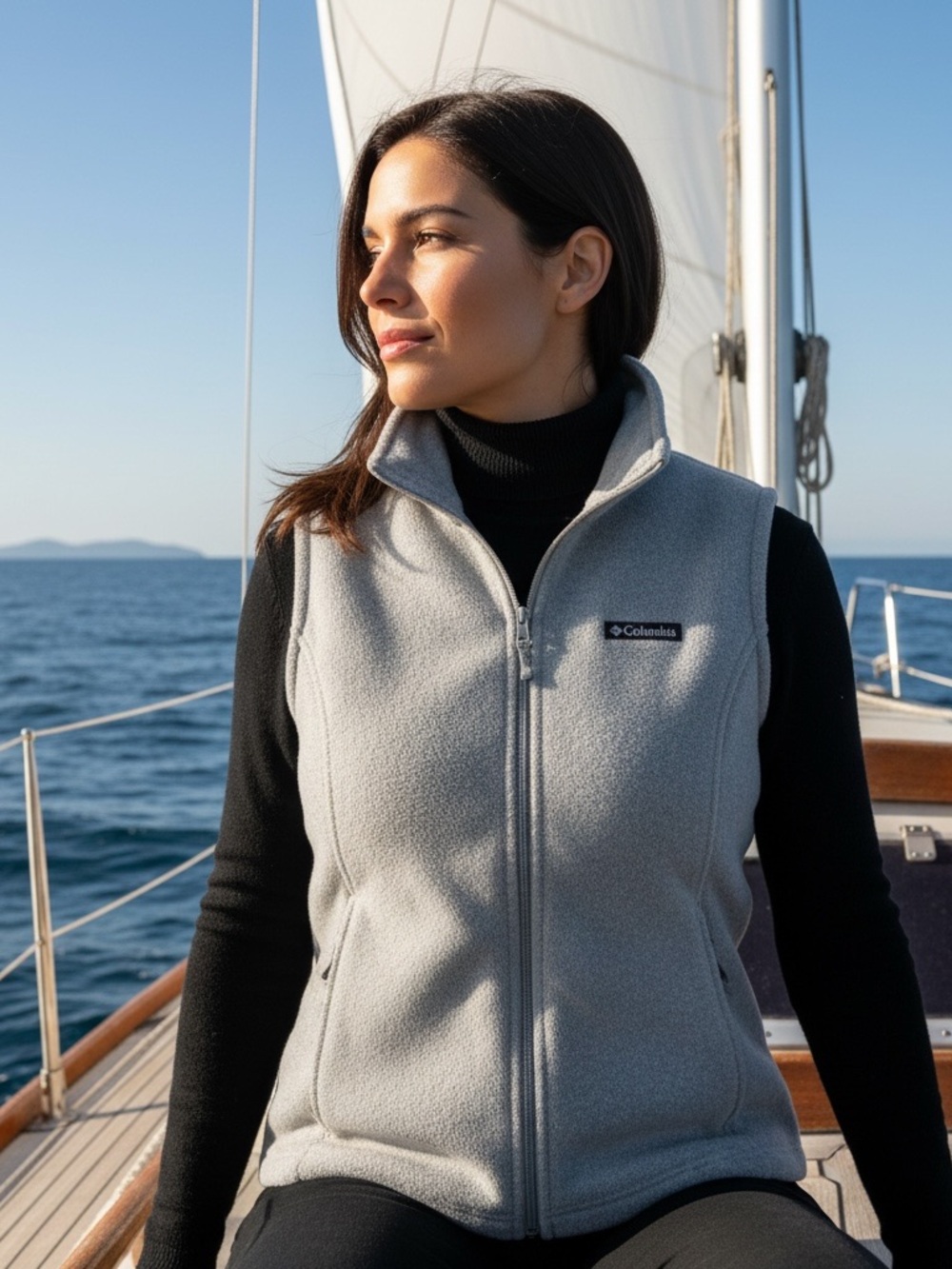 Columbia Light Gray Fleece Vest - PXL
